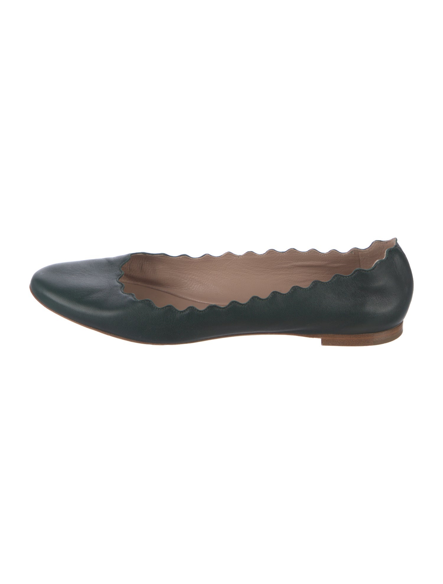 Chloé Leather Scalloped Accent Ballet Flats