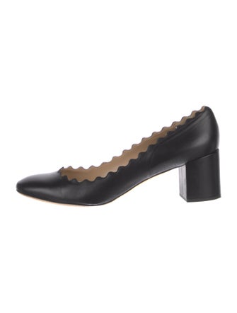 Chloé Leather Scalloped Accent Pumps