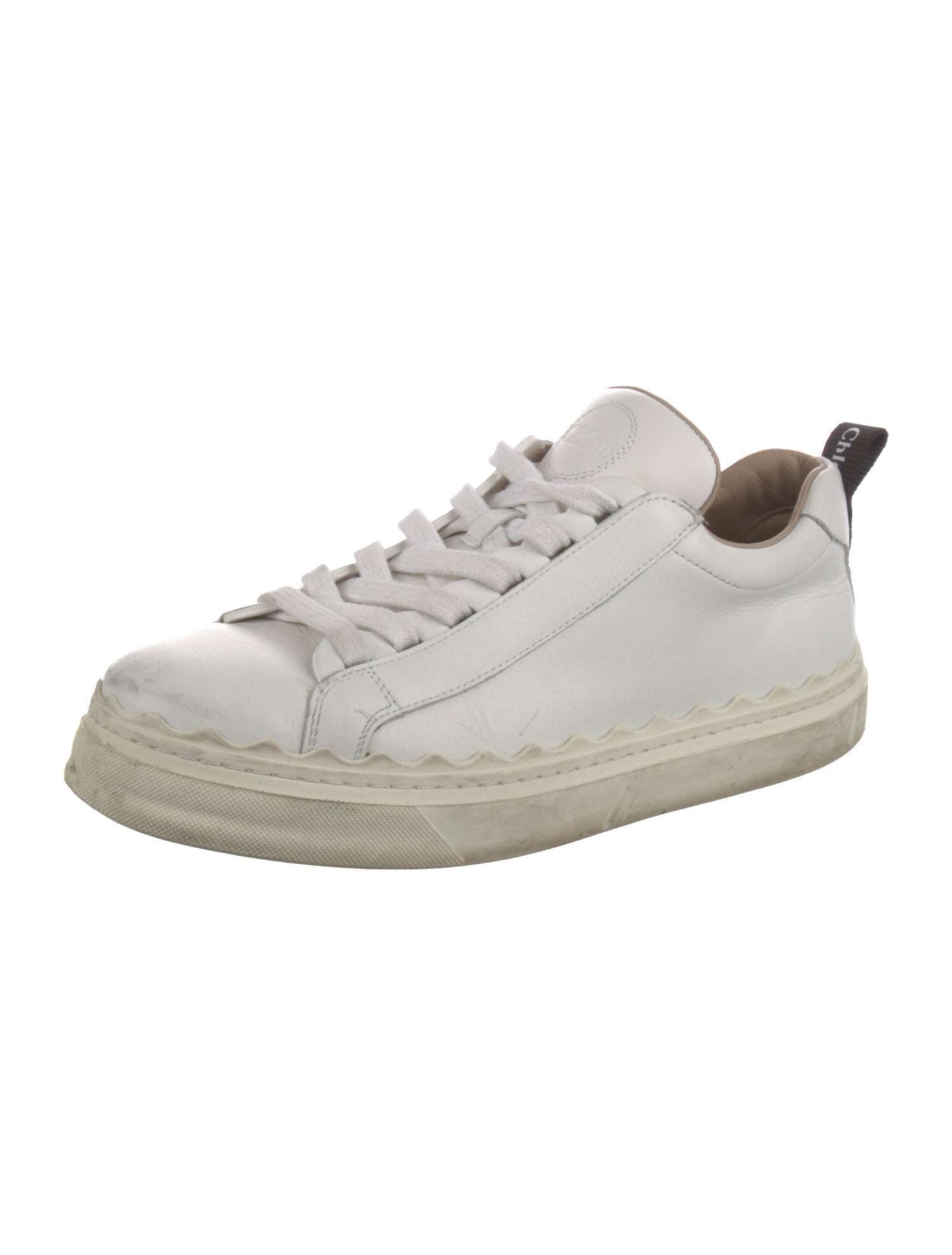 Chloé Leather Scalloped Accent Sneakers