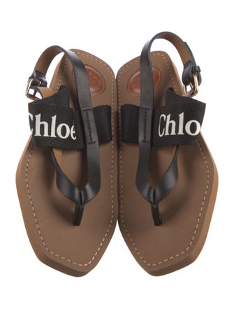 Chloé Leather Graphic Print Slingback Sandals