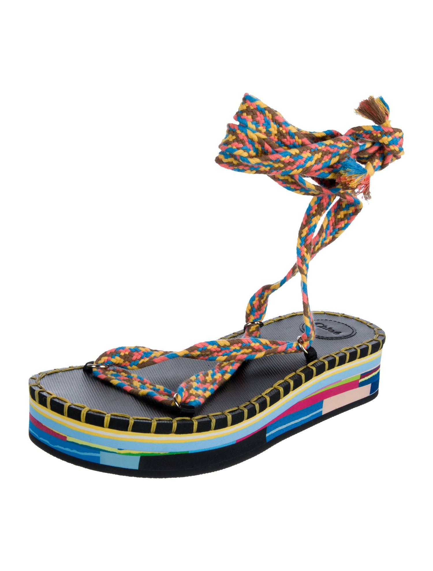 Chloé Printed Braided Accents Sandals