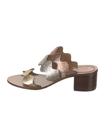 Chloé Leather Colorblock Pattern Slides