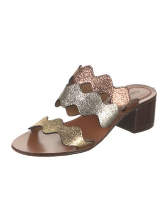 Chloé Leather Colorblock Pattern Slides