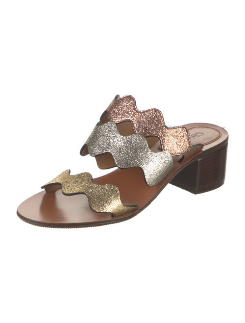 Chloé Leather Colorblock Pattern Slides