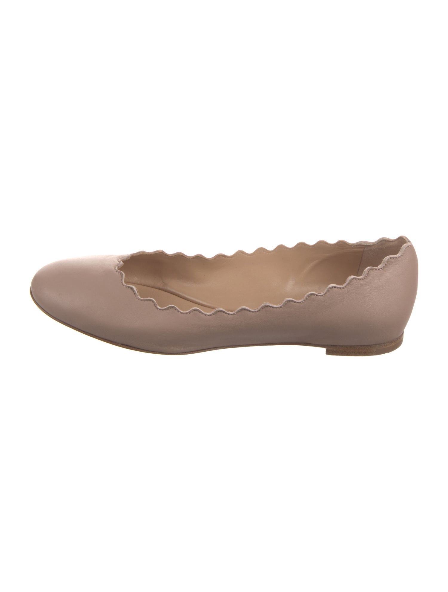 Chloé Leather Scalloped Accent Ballet Flats