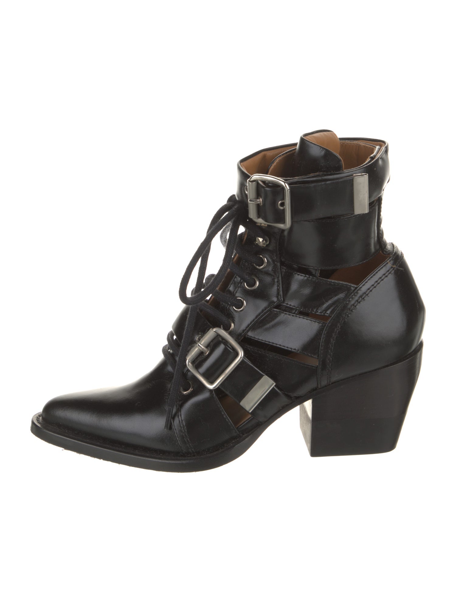 Chloé Leather Cutout Accent Western Boots