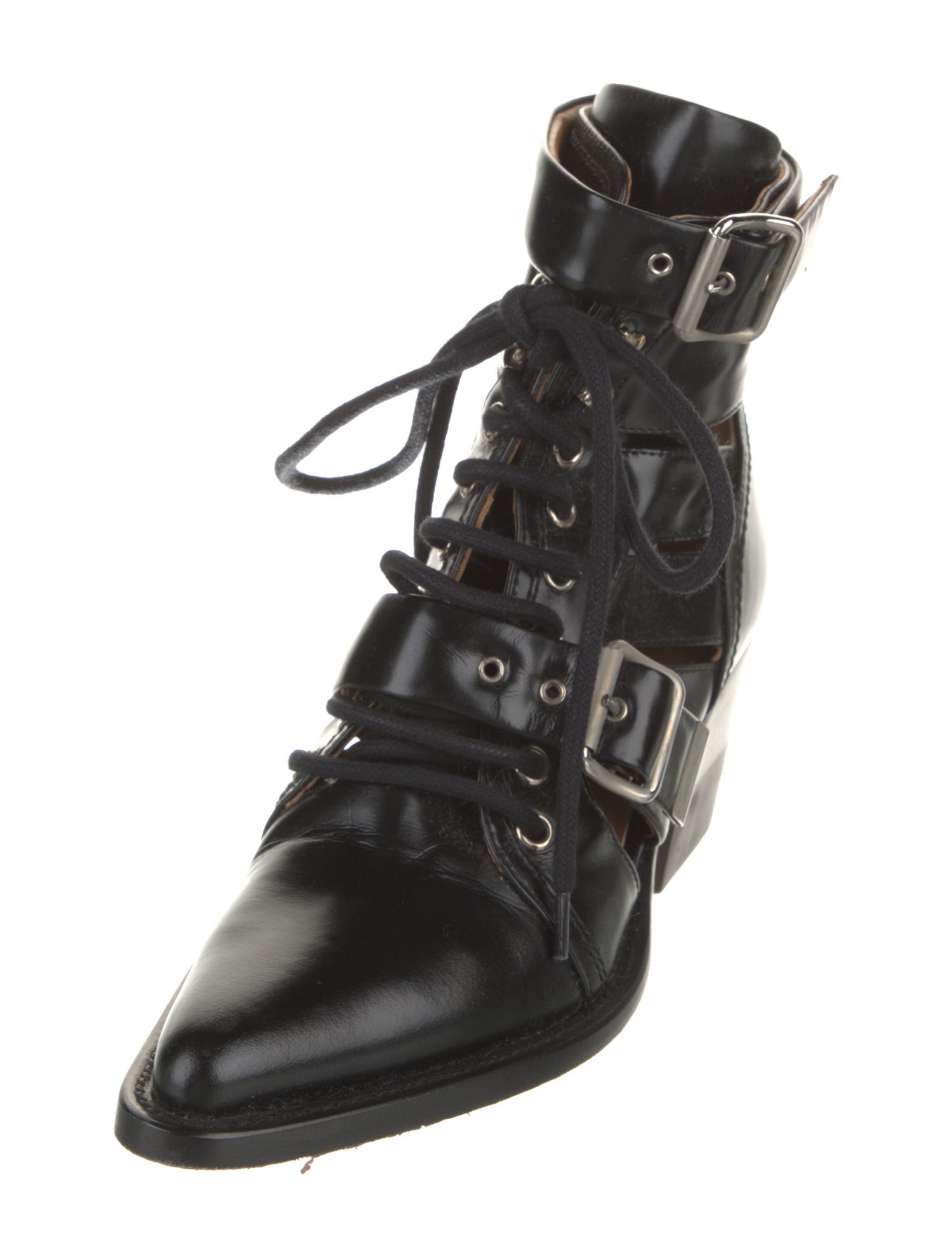 Chloé Leather Cutout Accent Western Boots