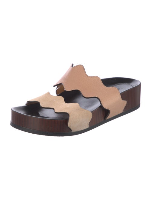Chloé Leather Scalloped Accent Slides