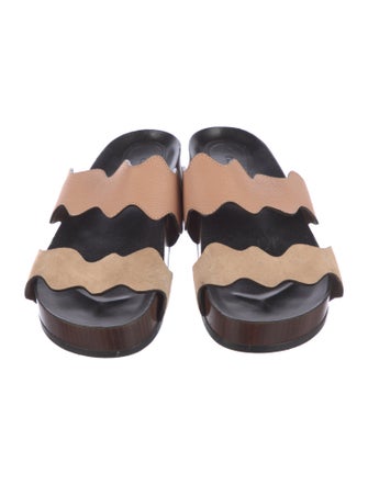 Chloé Leather Scalloped Accent Slides
