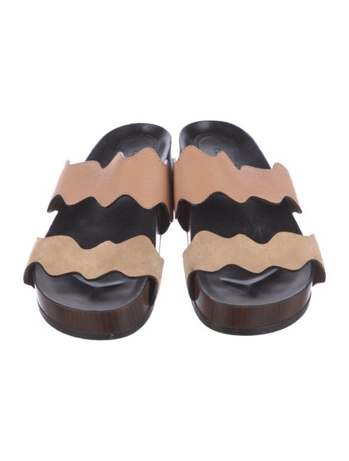 Chloé Leather Scalloped Accent Slides