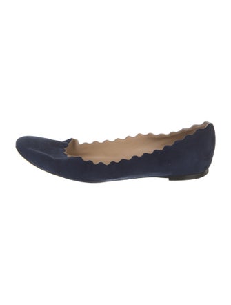 Chloé Suede Scalloped Accent Ballet Flats