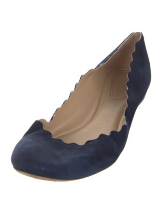 Chloé Suede Scalloped Accent Ballet Flats