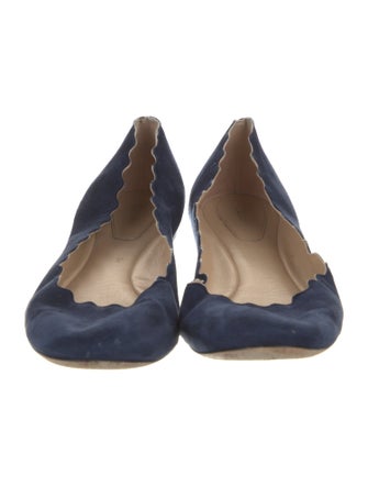 Chloé Suede Scalloped Accent Ballet Flats