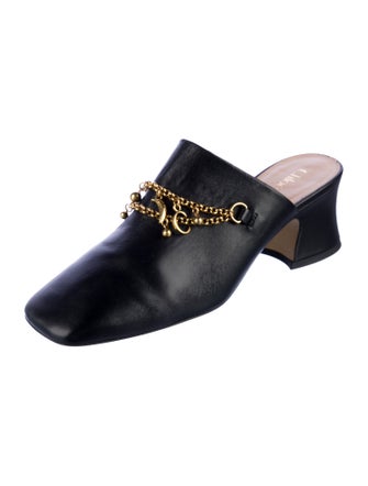 Chloé Leather Chain-Link Accents Mules