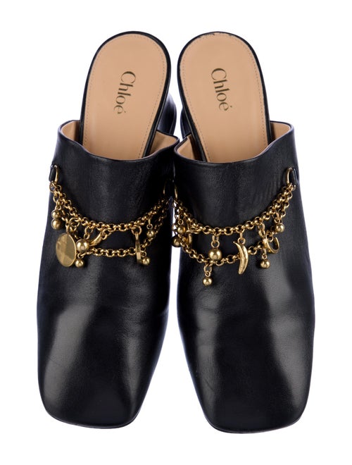 Chloé Leather Chain-Link Accents Mules
