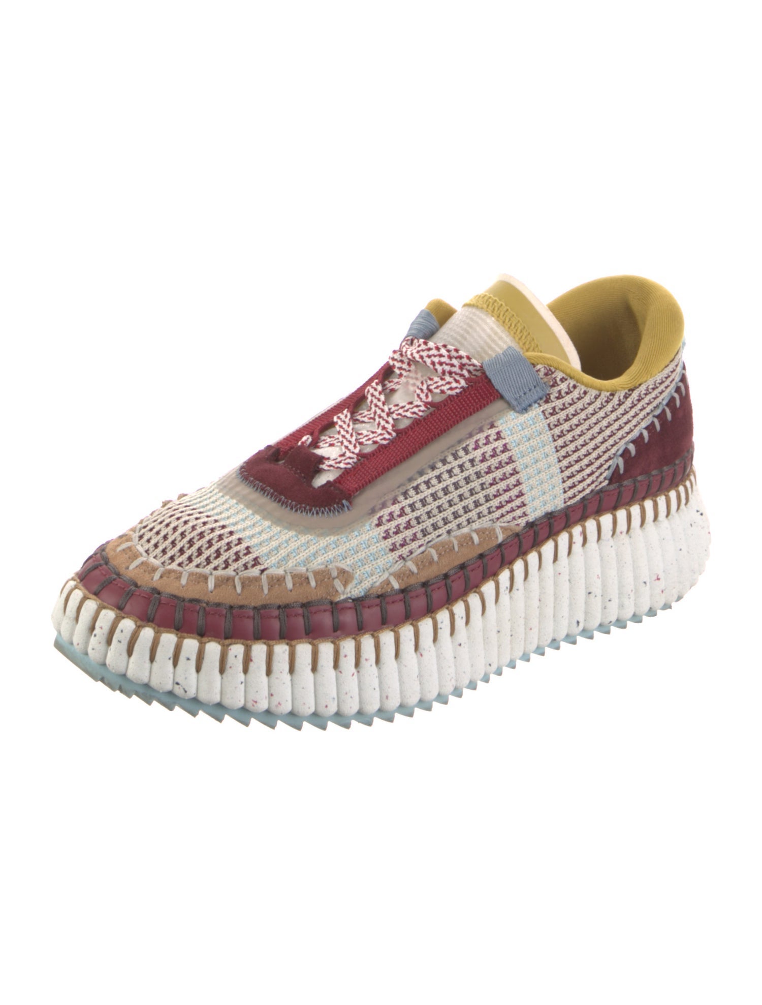 Chloé Colorblock Pattern Whipstitch Trim Sneakers