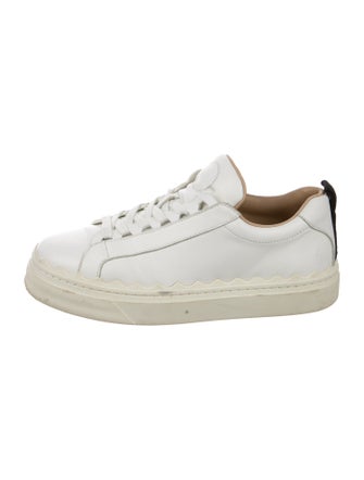 Chloé Leather Scalloped Accent Sneakers
