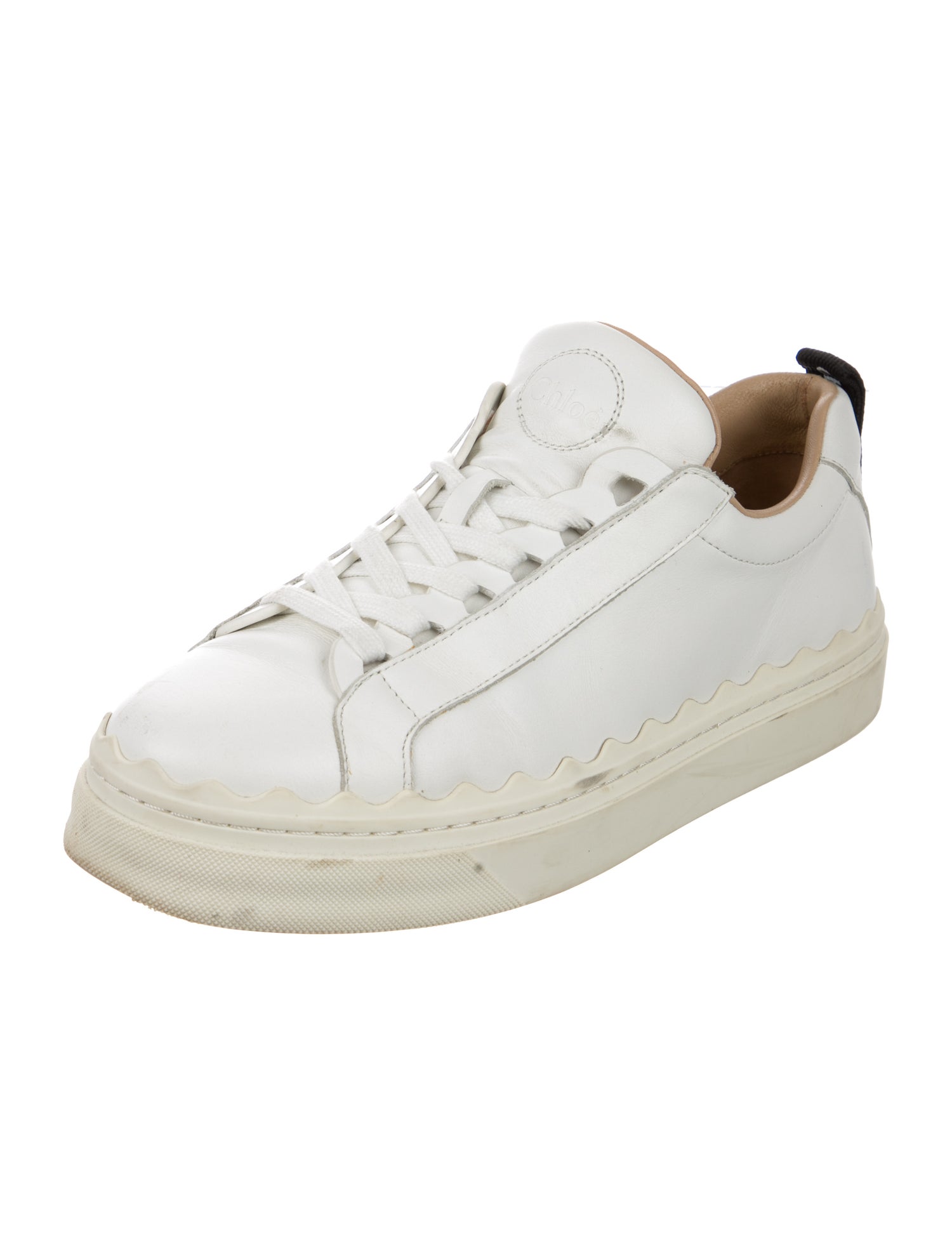 Chloé Leather Scalloped Accent Sneakers