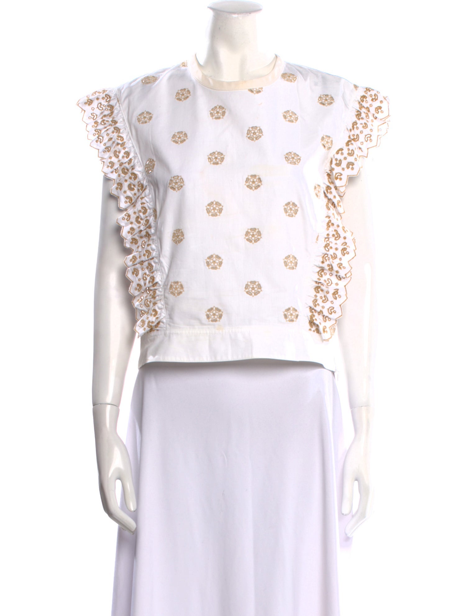 Chloé Floral Print Crew Neck Crop Top