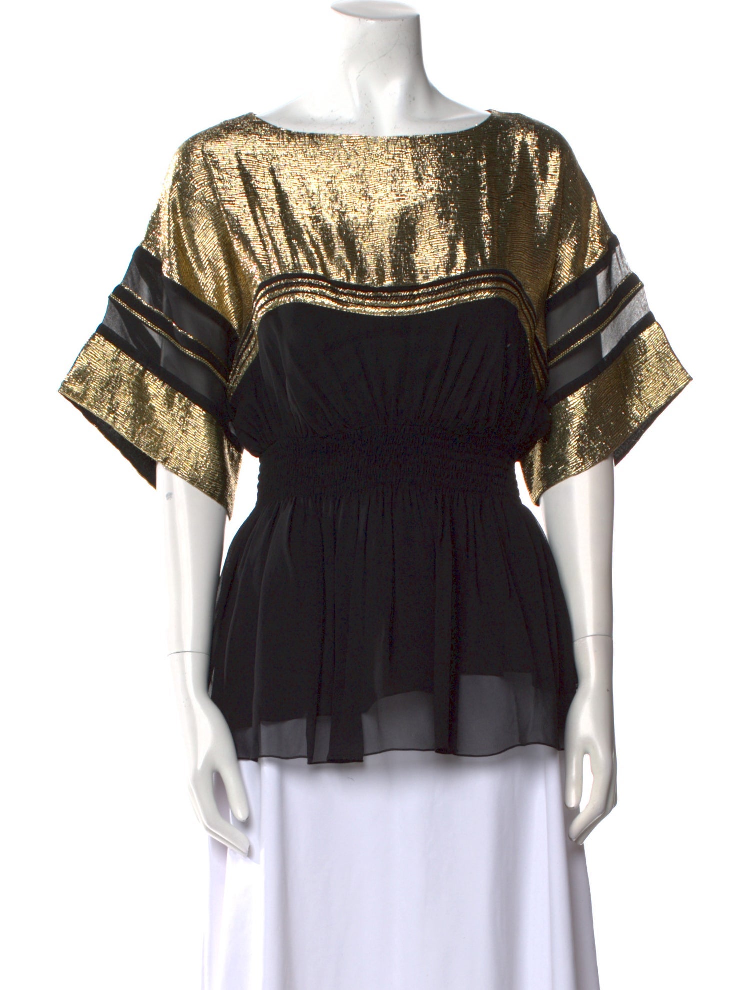 Chloé Bateau Neckline Short Sleeve Blouse