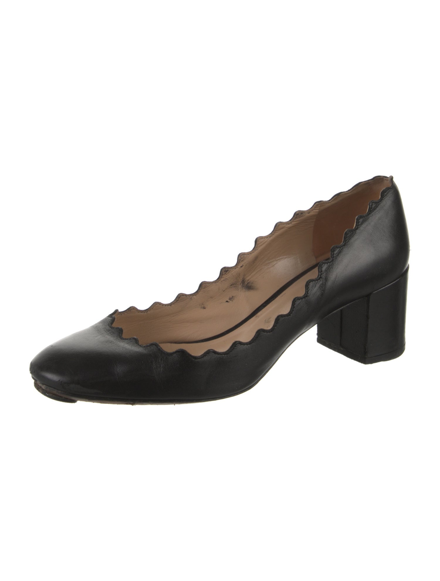 Chloé Leather Scalloped Accent Pumps