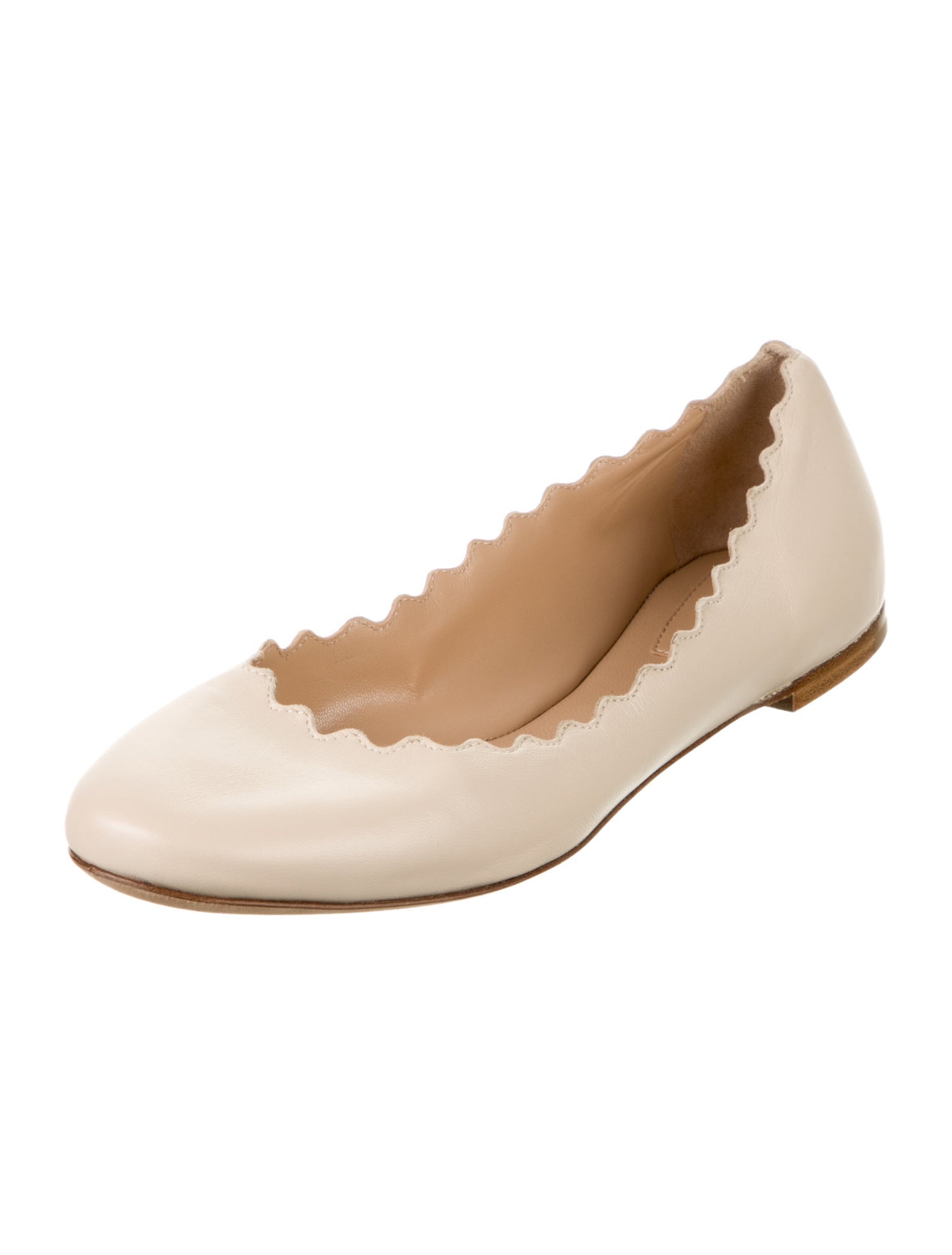 Chloé Leather Scalloped Accent Ballet Flats