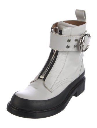 Chloé Leather Colorblock Pattern Combat Boots
