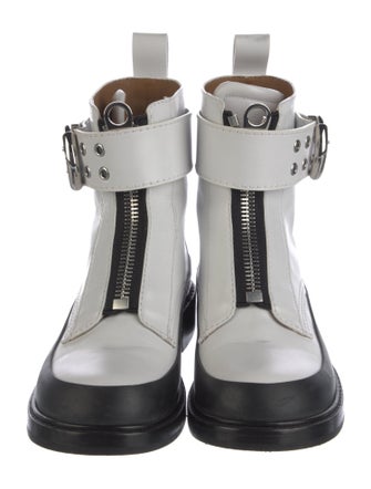 Chloé Leather Colorblock Pattern Combat Boots