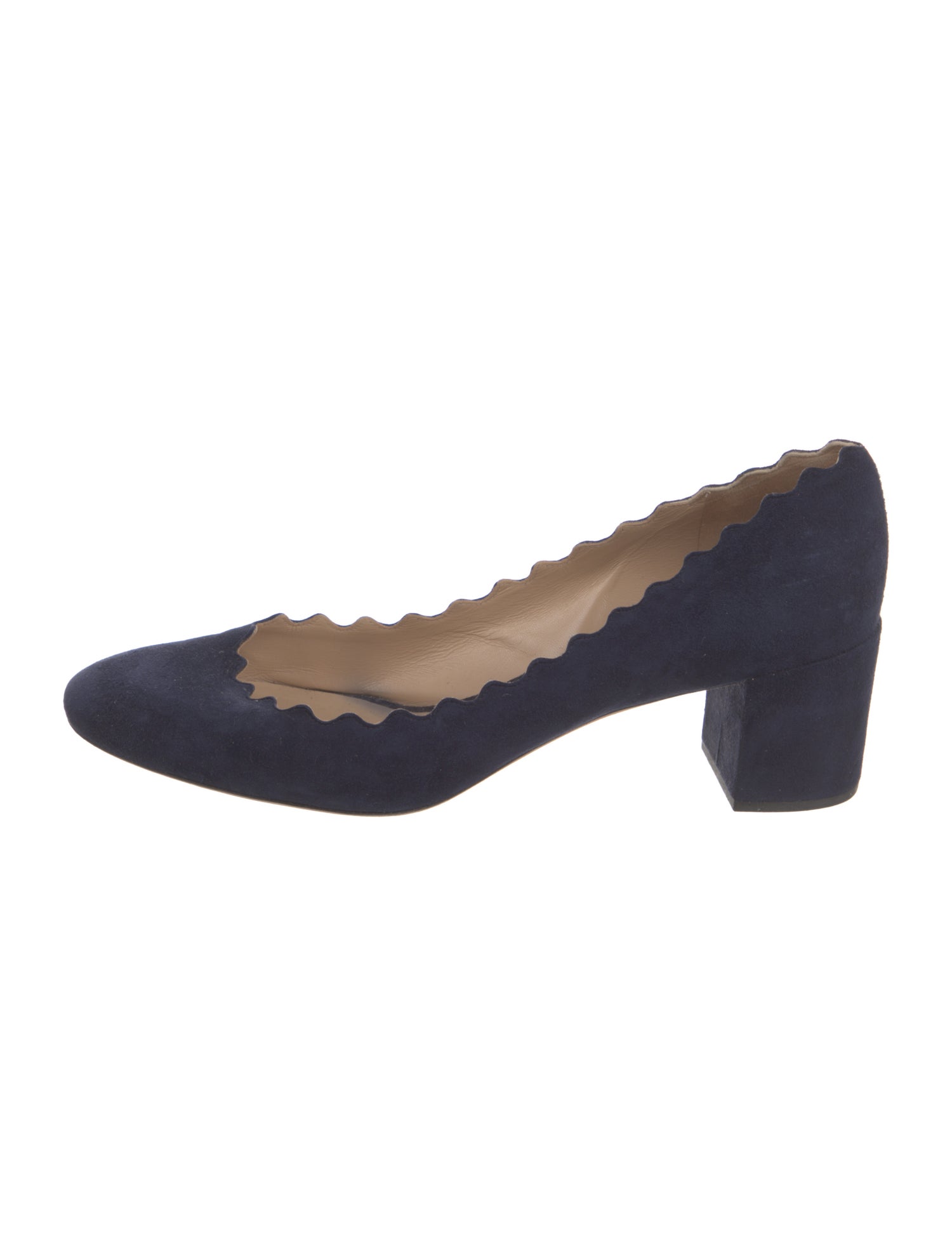 Chloé Suede Scalloped Accent Pumps