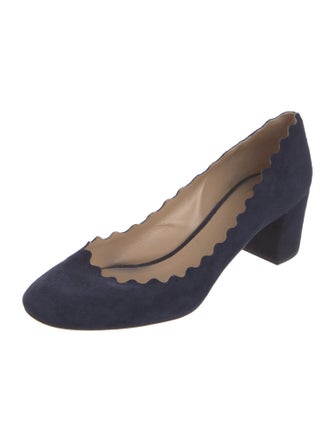 Chloé Suede Scalloped Accent Pumps