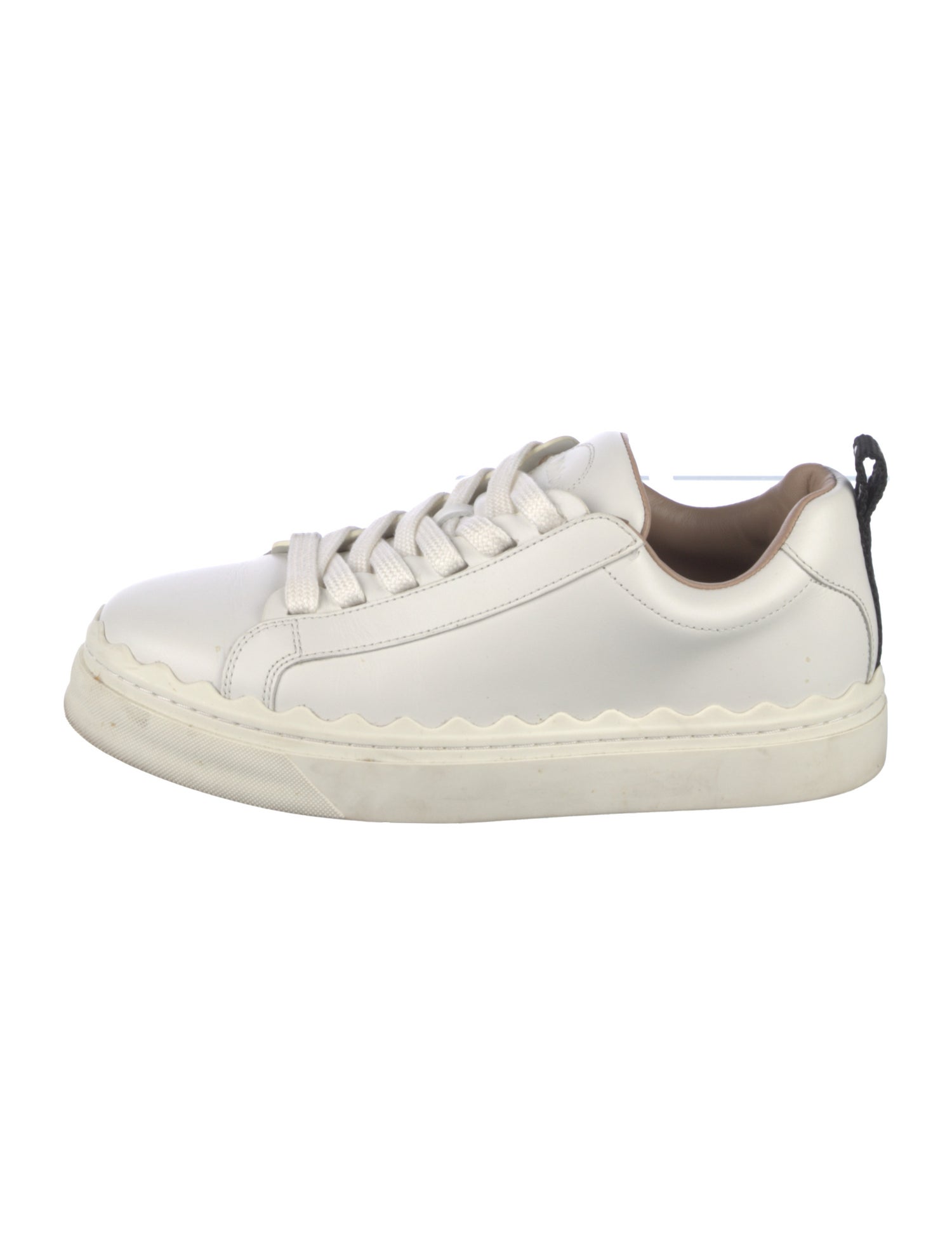 Chloé Leather Scalloped Accent Sneakers