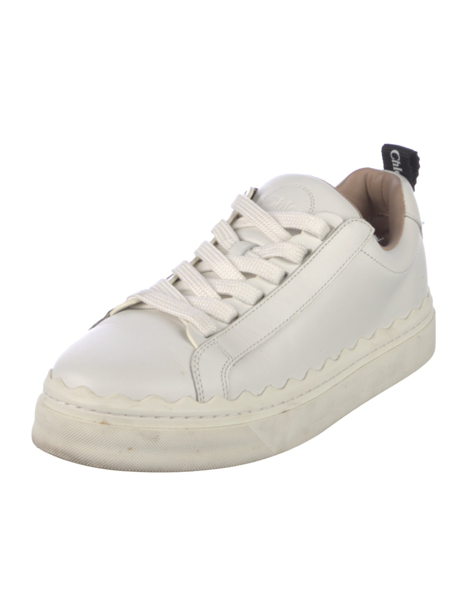 Chloé Leather Scalloped Accent Sneakers