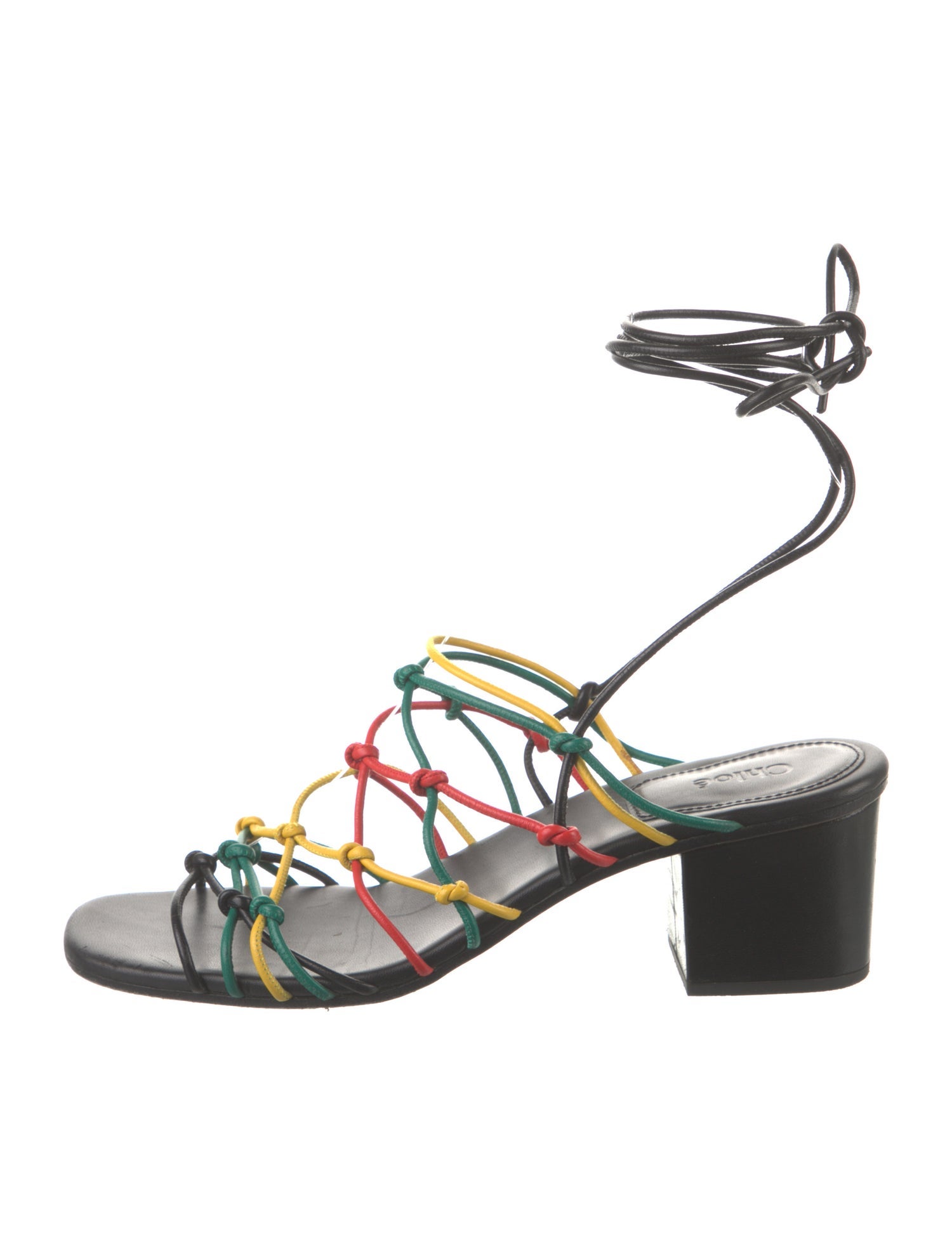 Chloé Leather Colorblock Pattern Sandals