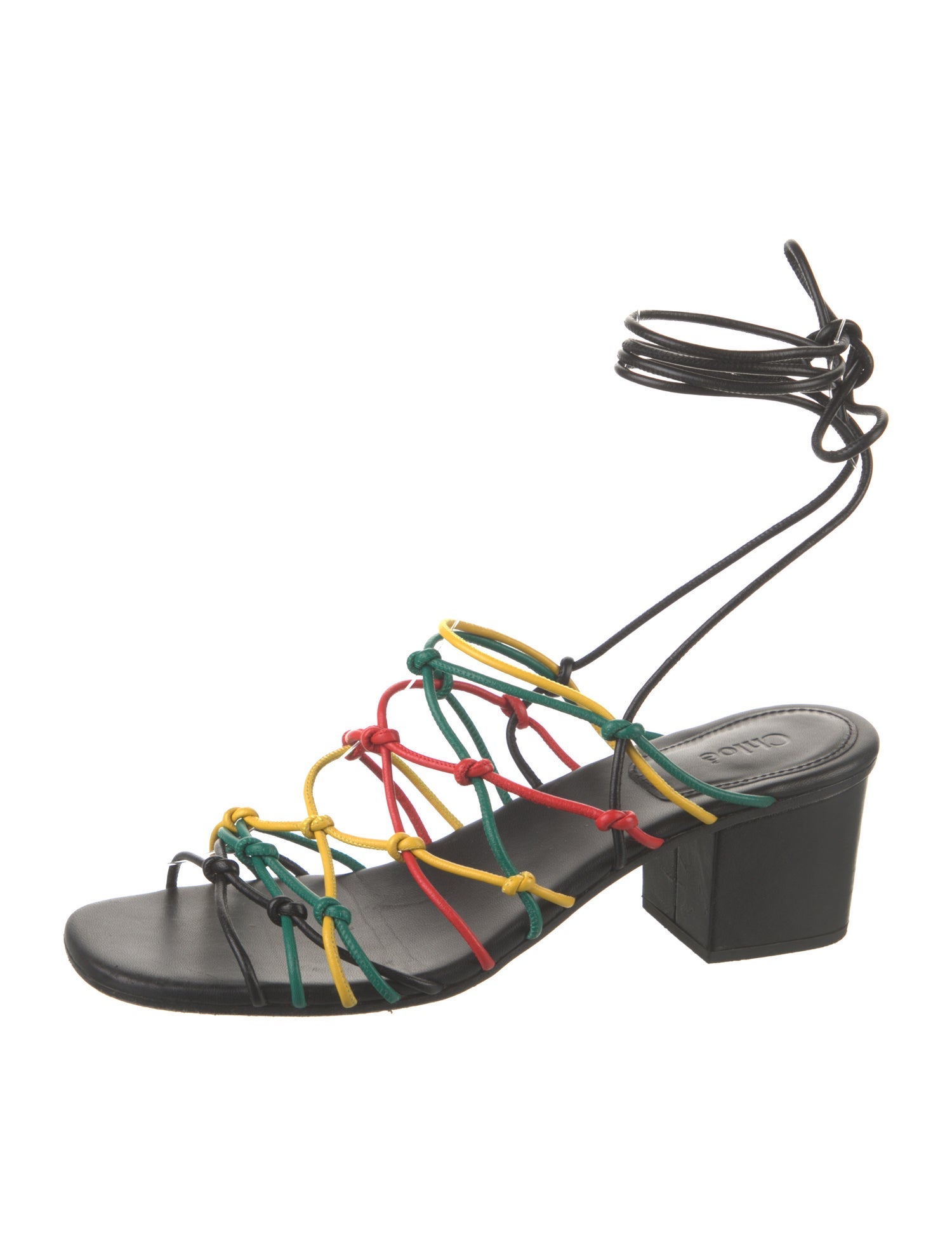 Chloé Leather Colorblock Pattern Sandals