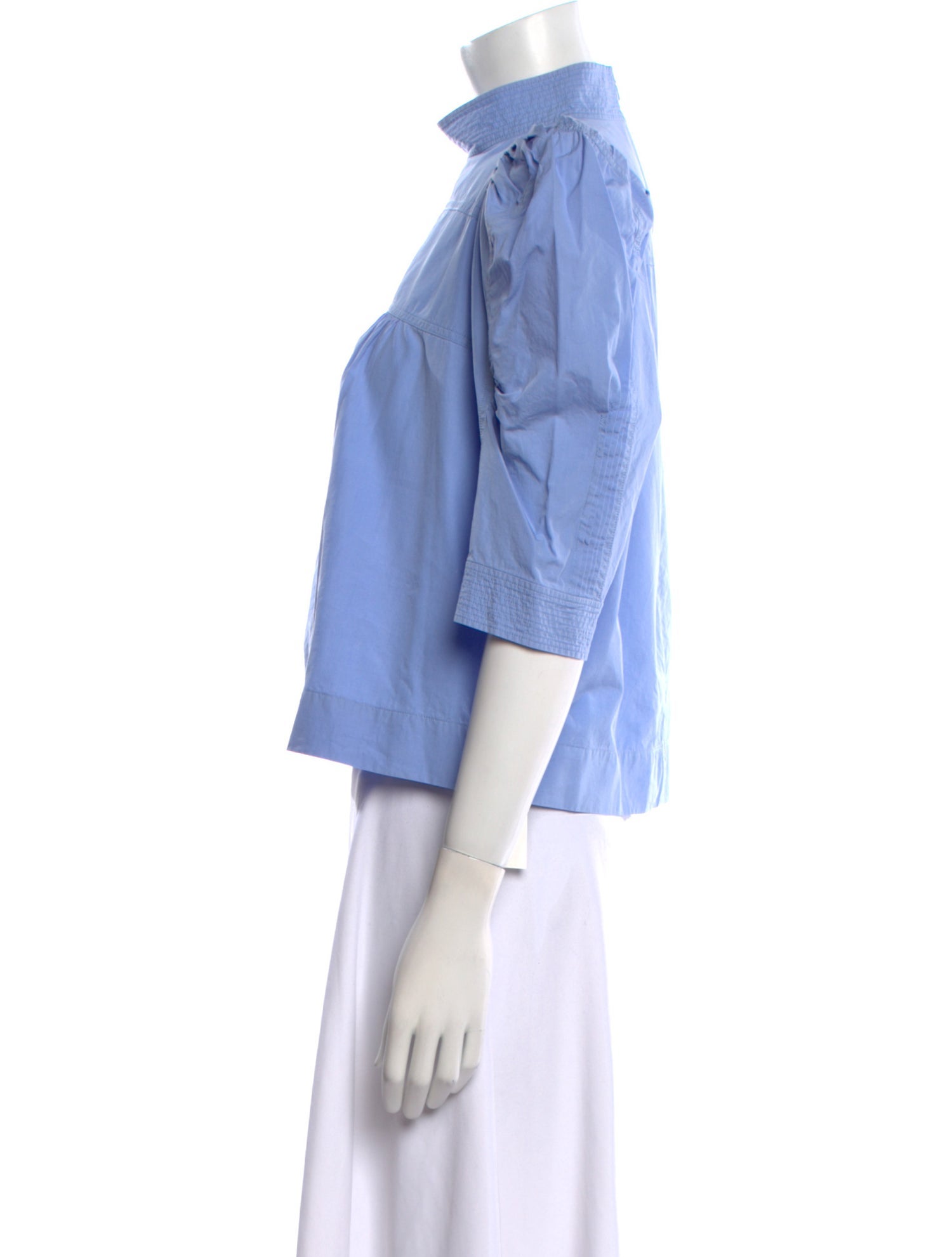 Chloé Mock Neck Three-Quarter Sleeve Crop Top