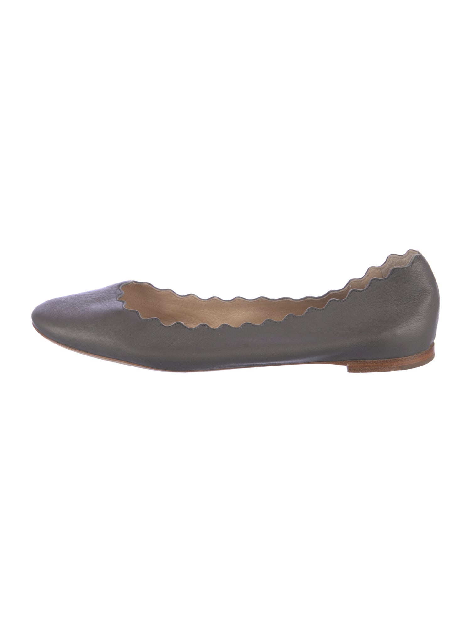 Chloé Leather Scalloped Accent Ballet Flats