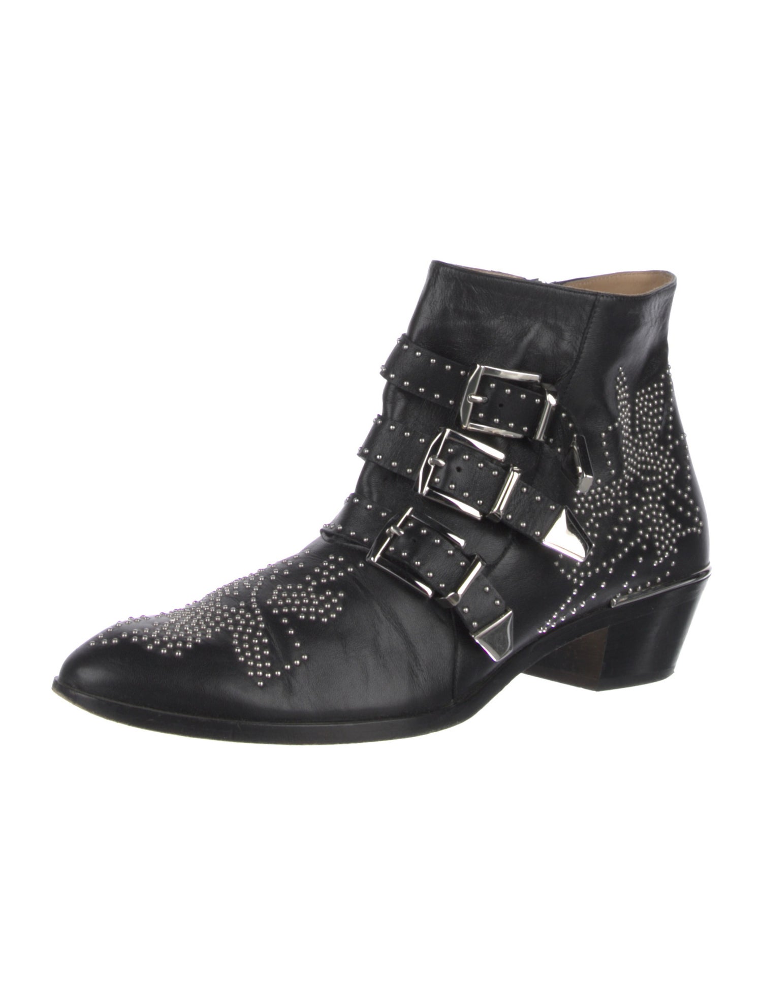 Chloé Leather Studded Accents Boots