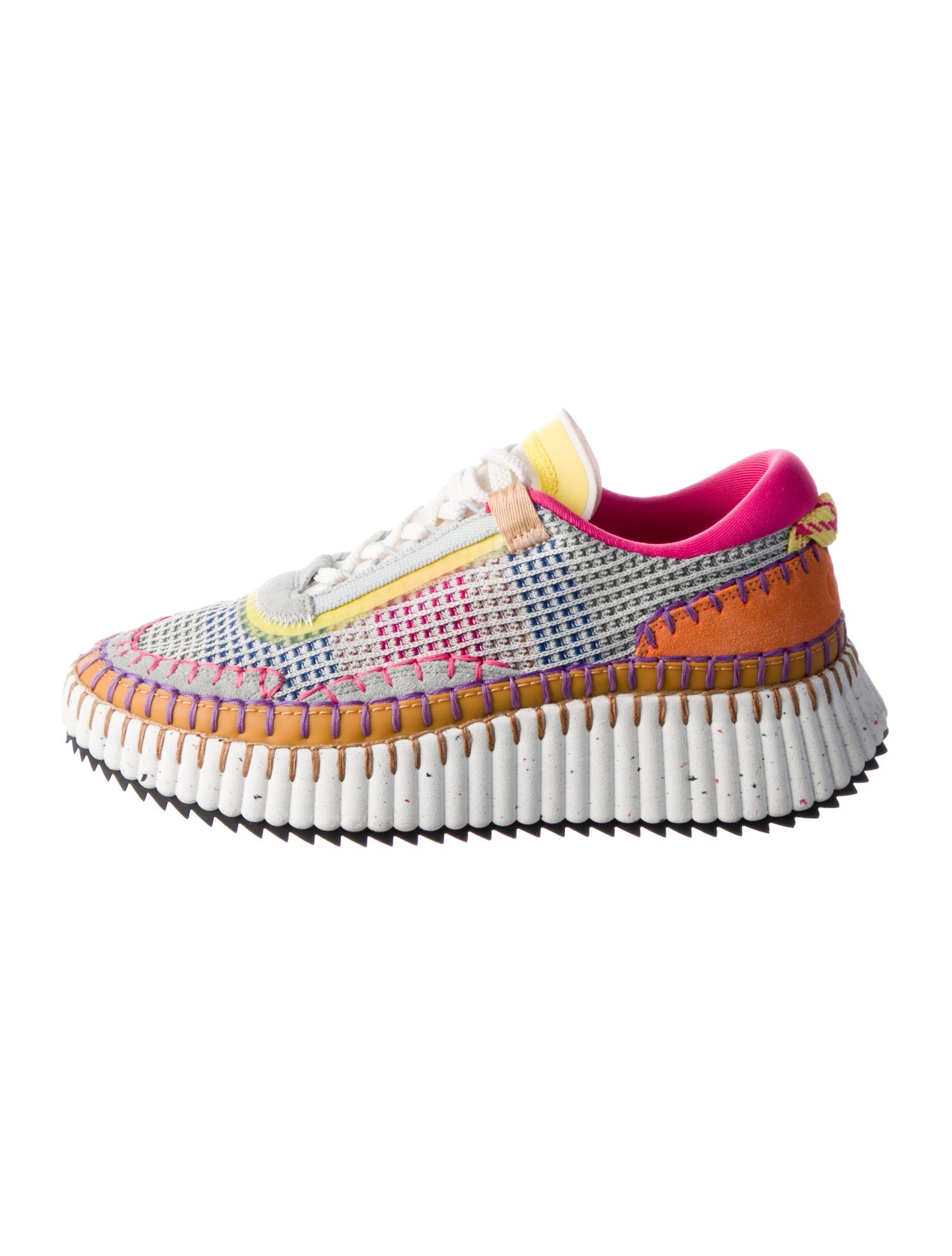 Chloé Colorblock Pattern Whipstitch Trim Sneakers