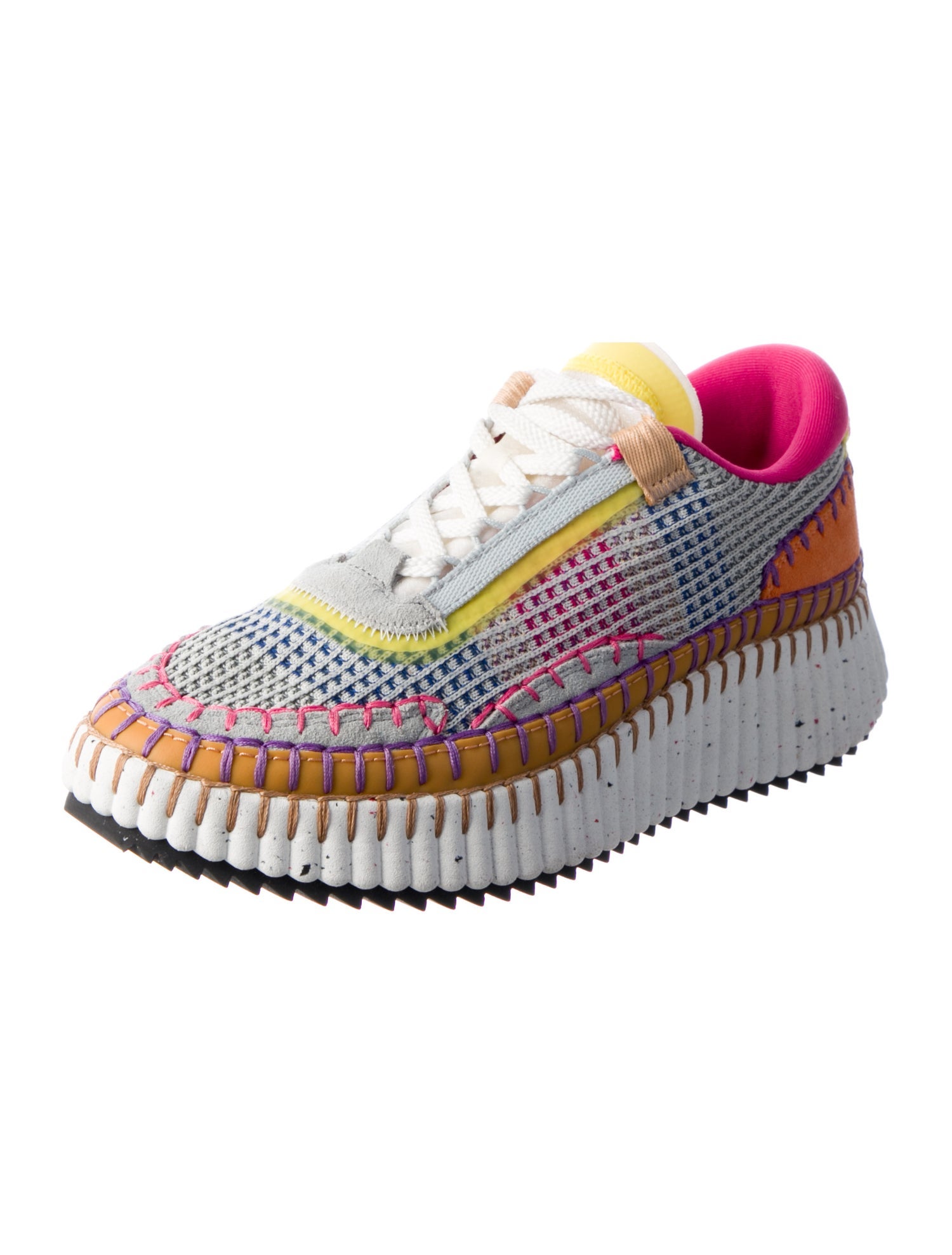 Chloé Colorblock Pattern Whipstitch Trim Sneakers
