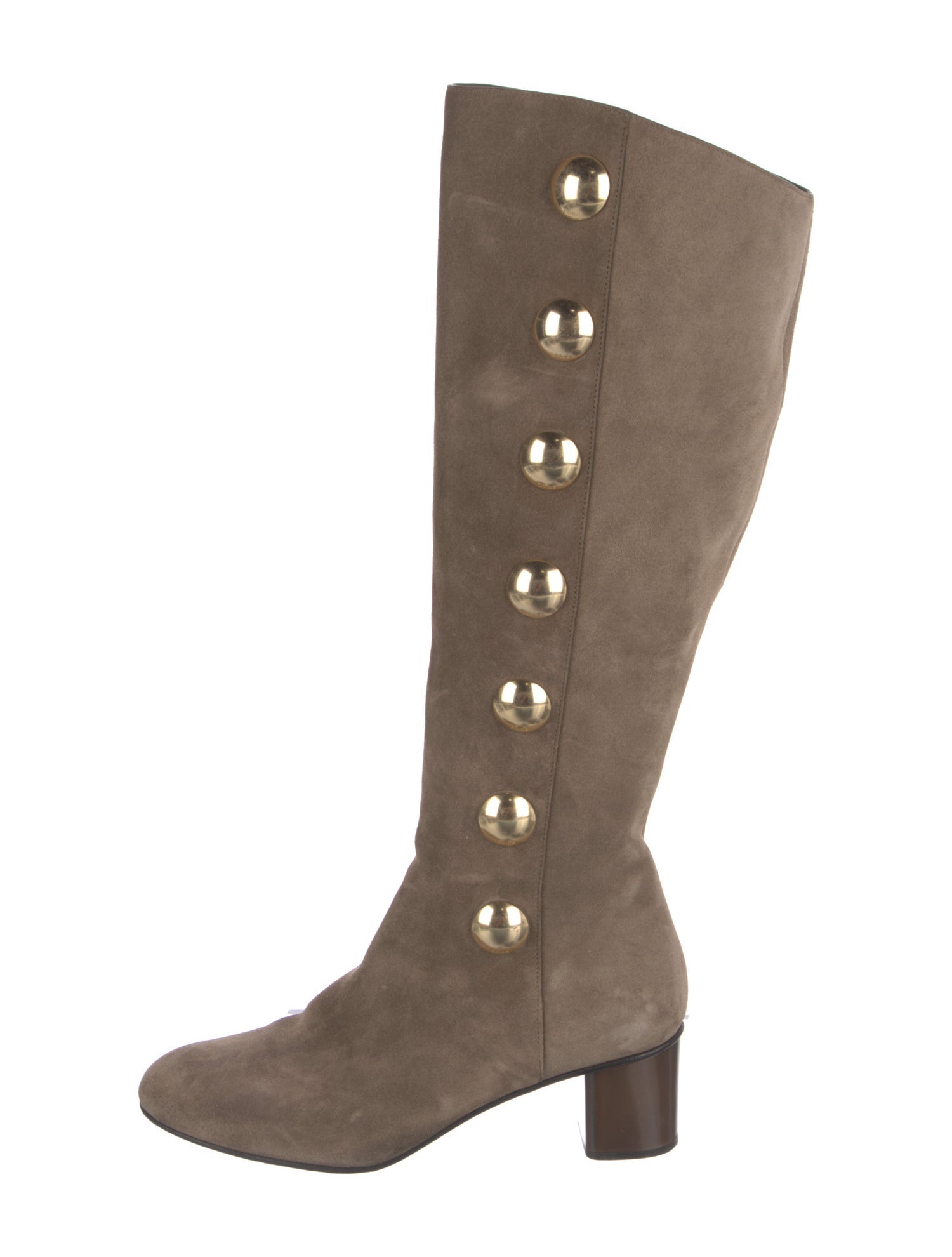Chloé Suede Studded Accents Riding Boots