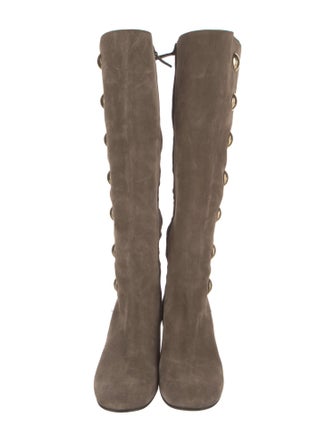 Chloé Suede Studded Accents Riding Boots