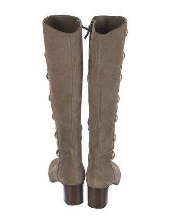 Chloé Suede Studded Accents Riding Boots