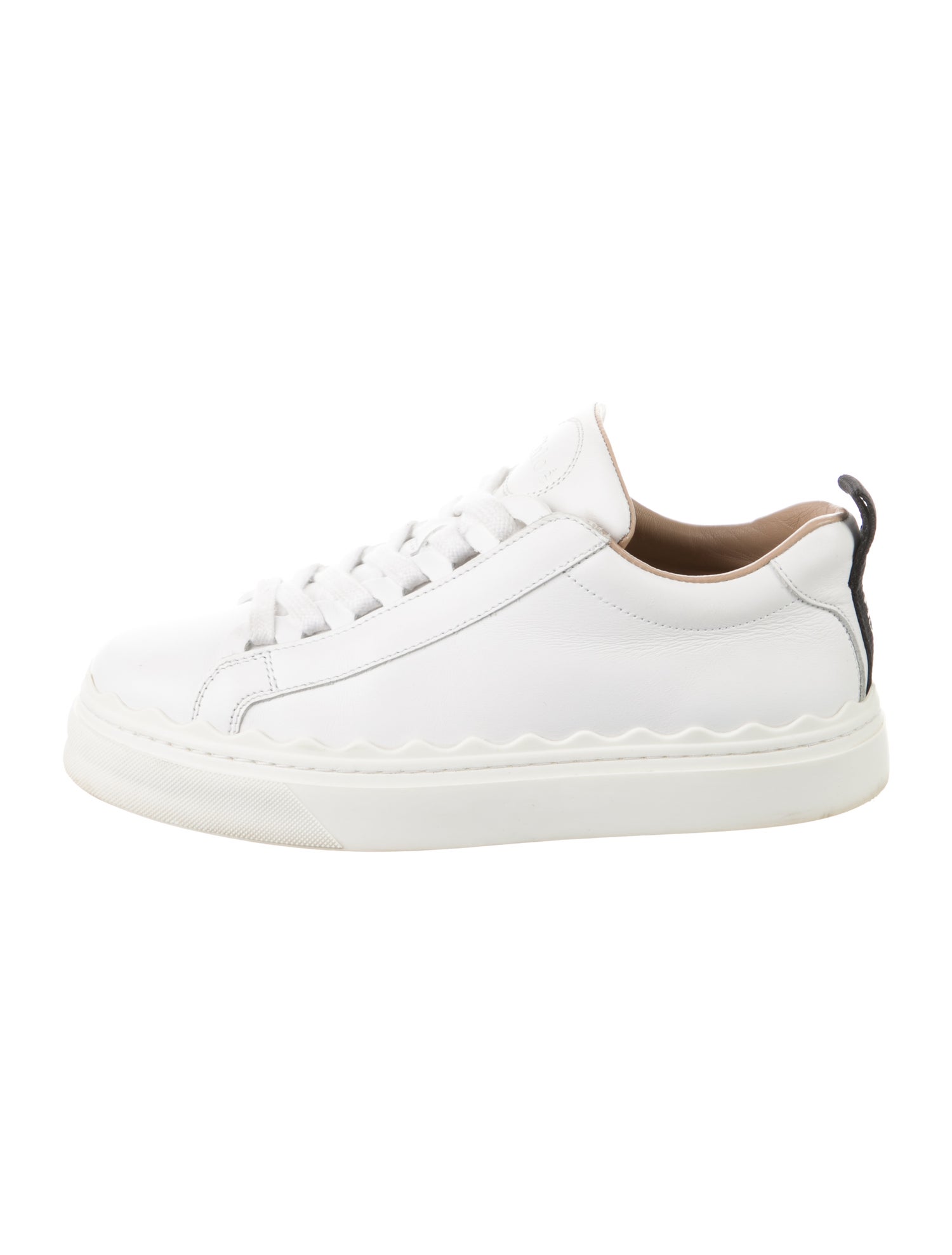 Chloé Leather Scalloped Accent Sneakers