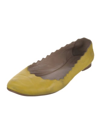 Chloé Leather Scalloped Accent Ballet Flats