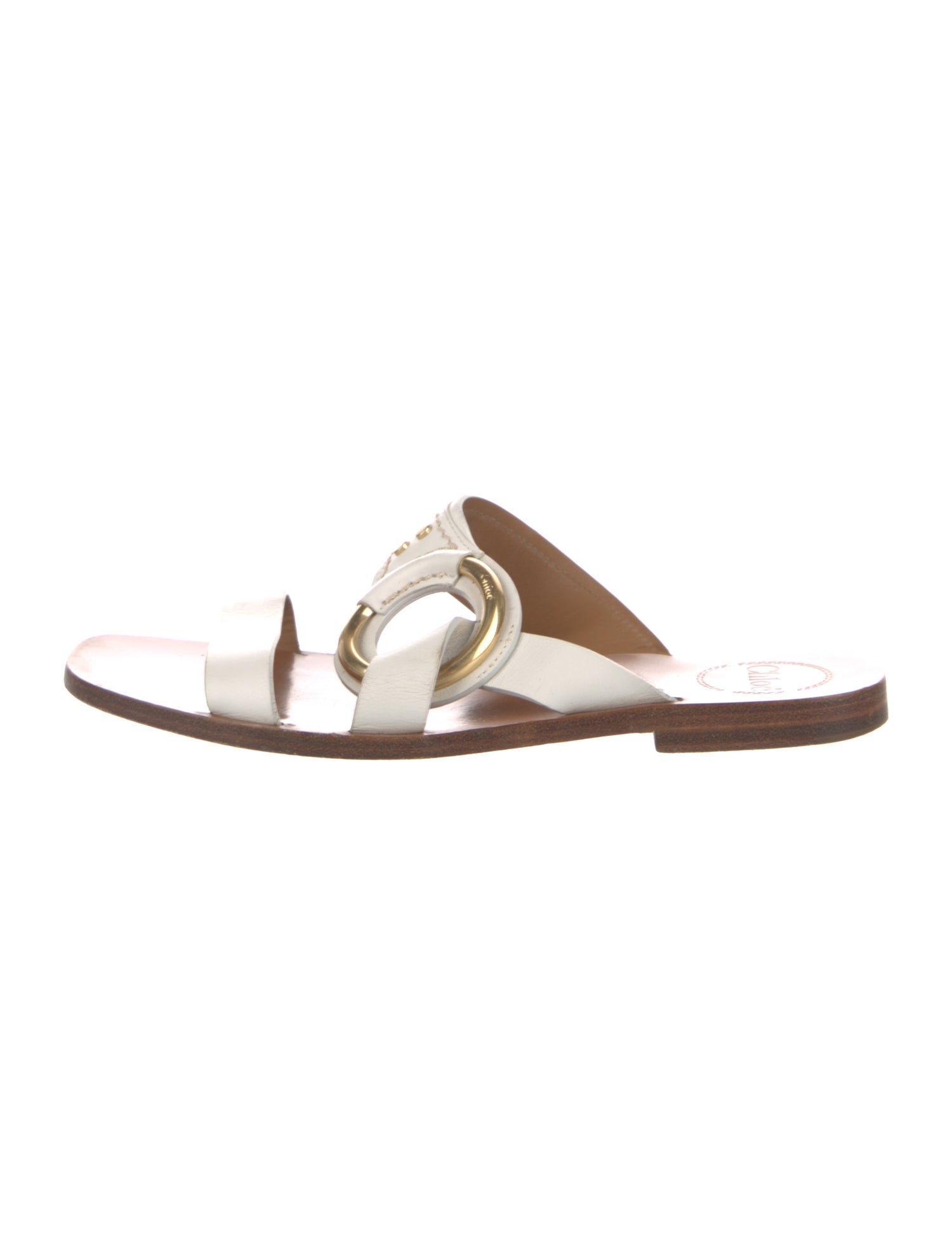 Chloé Leather Studded Accents Slides