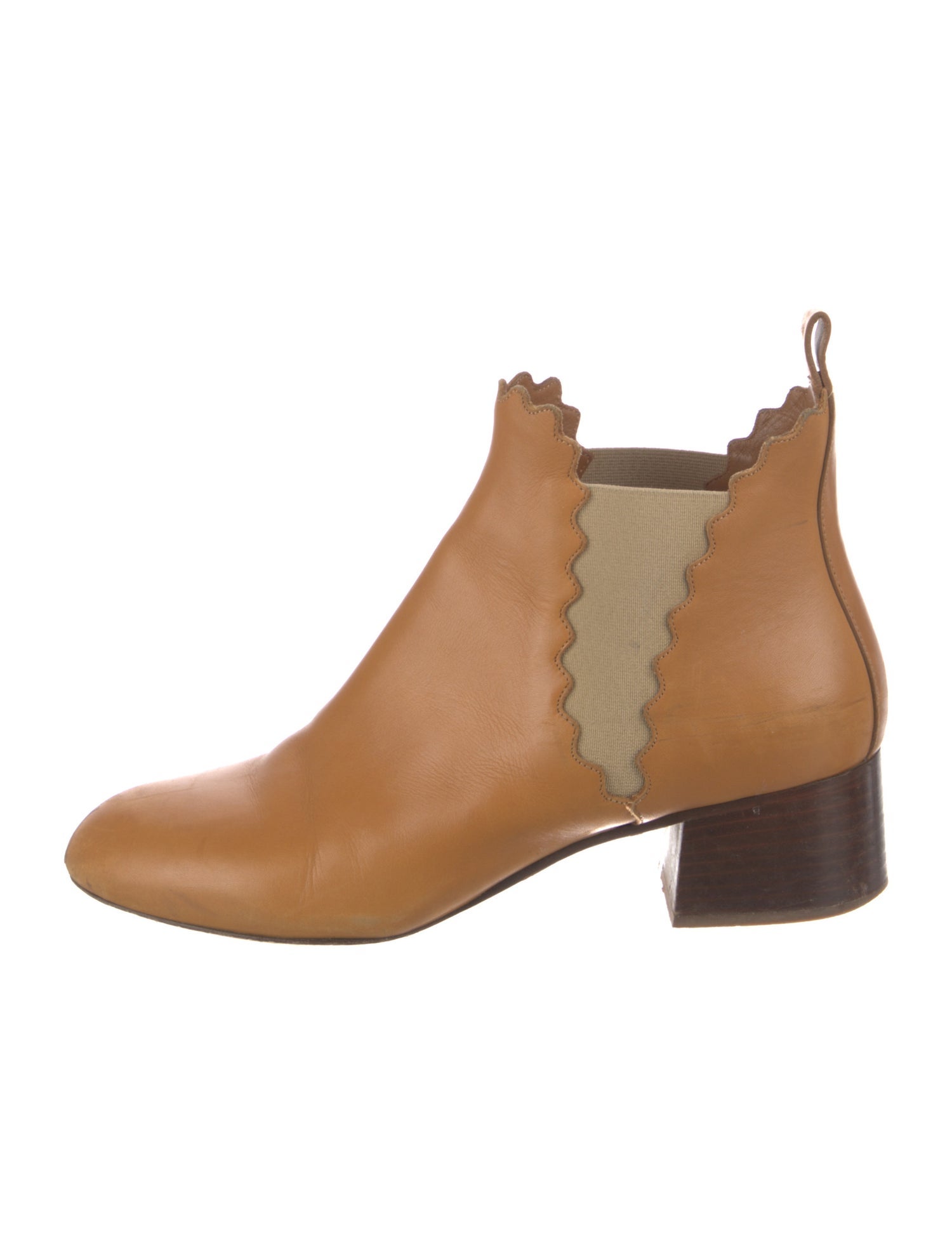 Chloé Leather Scalloped Accent Chelsea Boots
