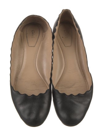 Chloé Leather Scalloped Accent Ballet Flats