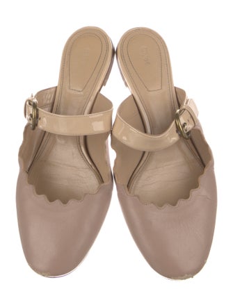 Chloé Leather Scalloped Accent Slides