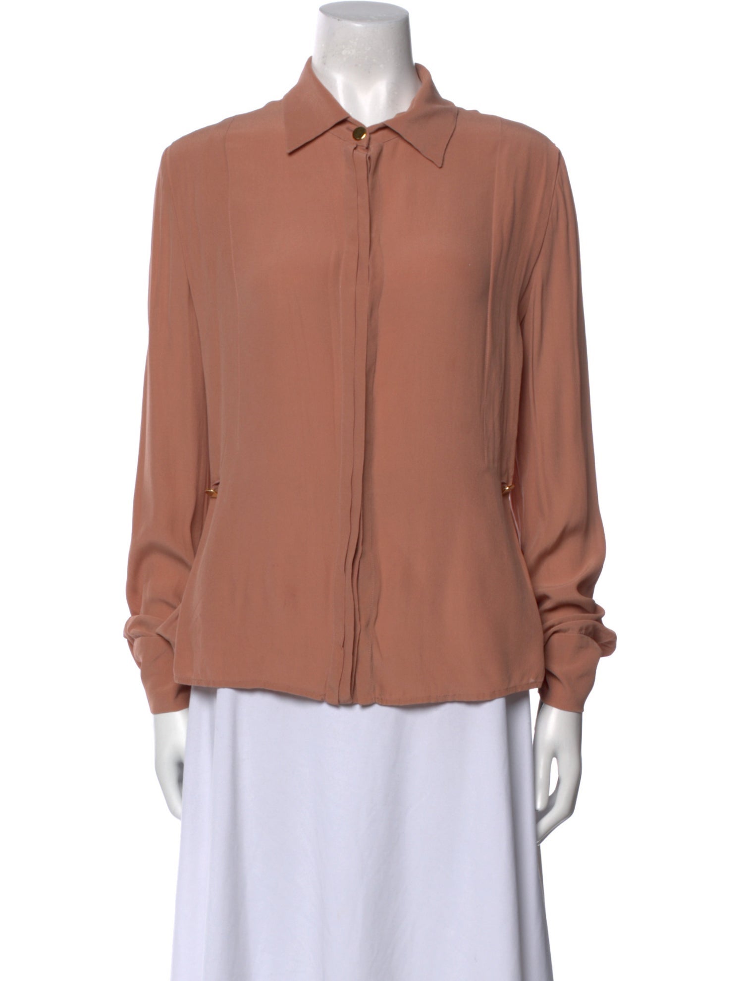 Chloé Silk Long Sleeve Button-Up Top