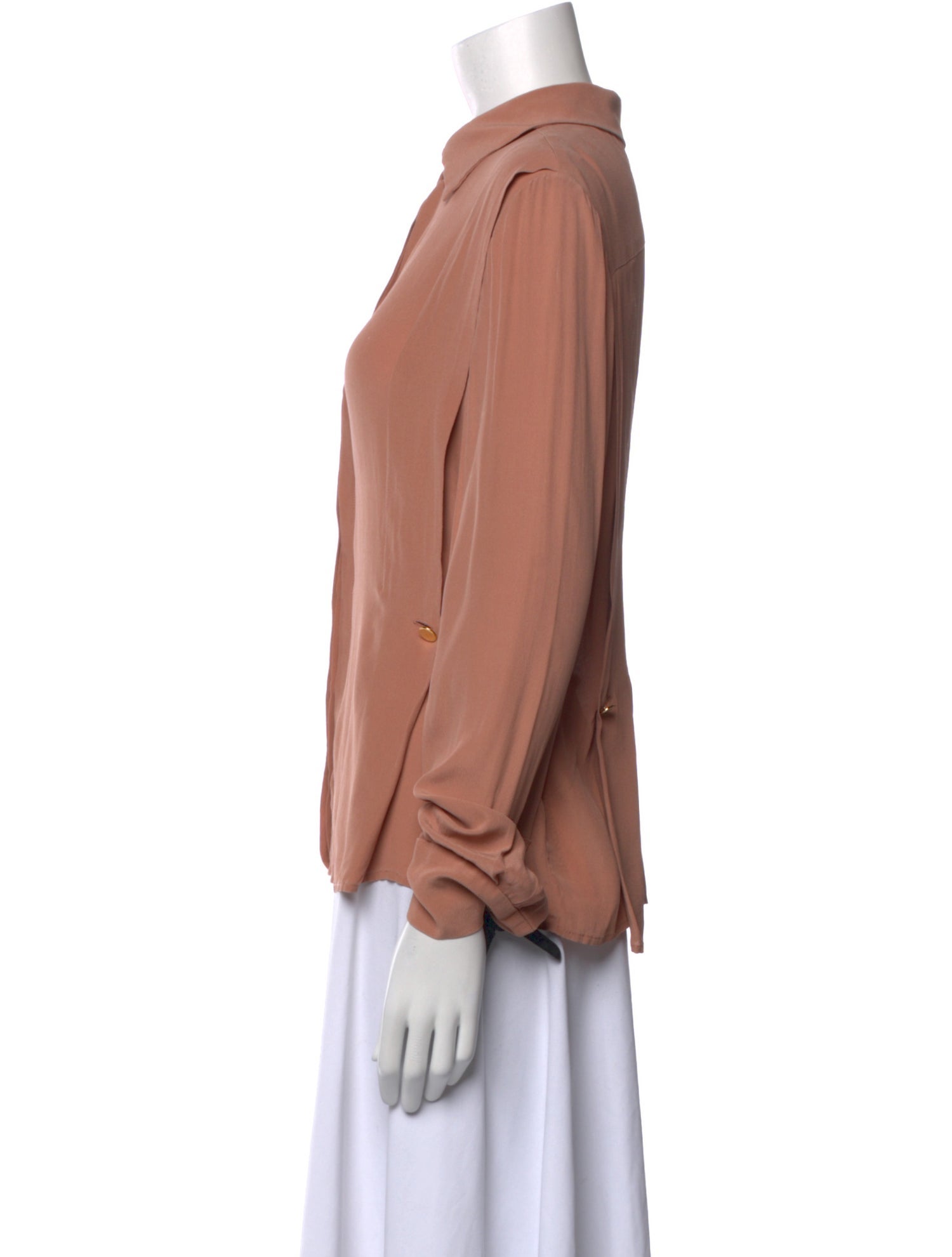 Chloé Silk Long Sleeve Button-Up Top